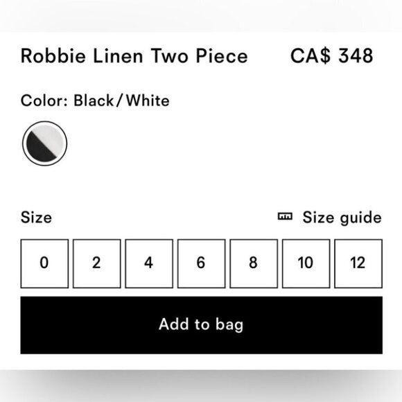 NWT Reformation Robbie Linen Two Piece  Matching Set in Black & White - size 4 - Picture 7 of 10